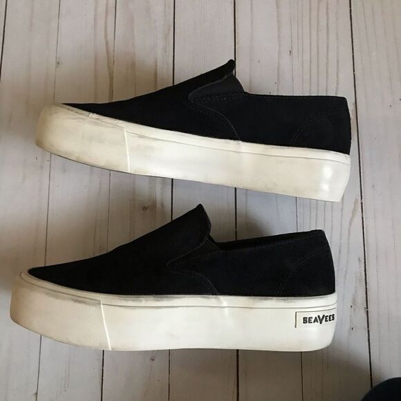 SeaVees Baja Platform Size 8.5 slip on black suede shoes comfortable - Picture 5 of 6